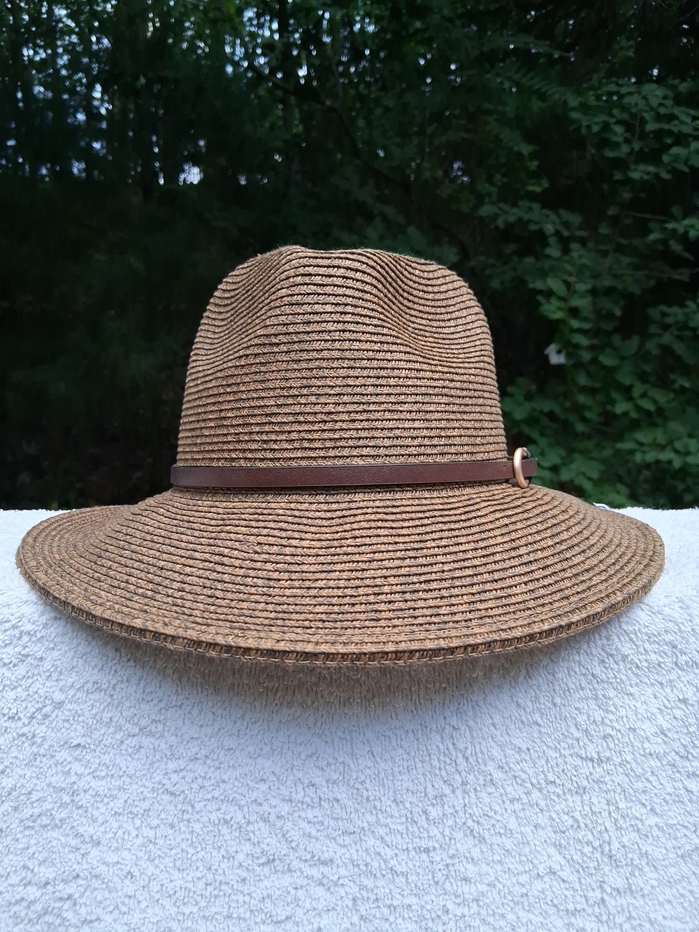 Lucky Brand Women’s Brown Fedora Paper/Polyester Blend Adjustable Band NWT